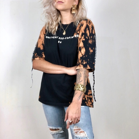 Zara Tops - Zara Hand Dyed Loose Fit Graphic Side Stripe Tee